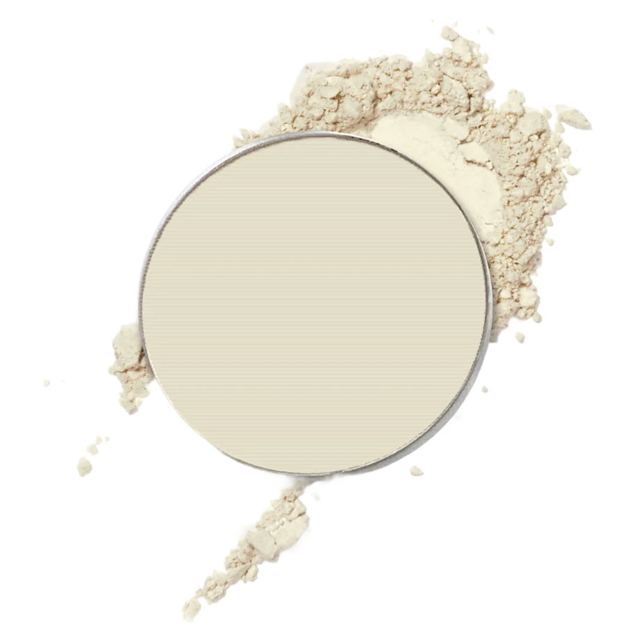 Round compact mirror with beige powder called Peggy Invisible